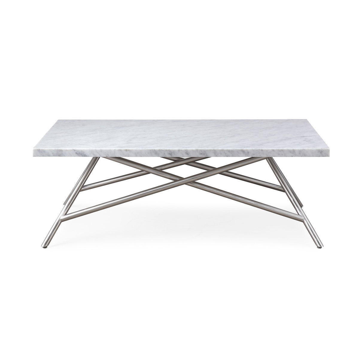 Salontafel Carrara-marmer roestvrij staal Koraal, wit en zilver, 127 x 71 cm, woonkamer