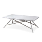 Salontafel Carrara-marmer roestvrij staal Koraal, wit en zilver, 127 x 71 cm, woonkamer