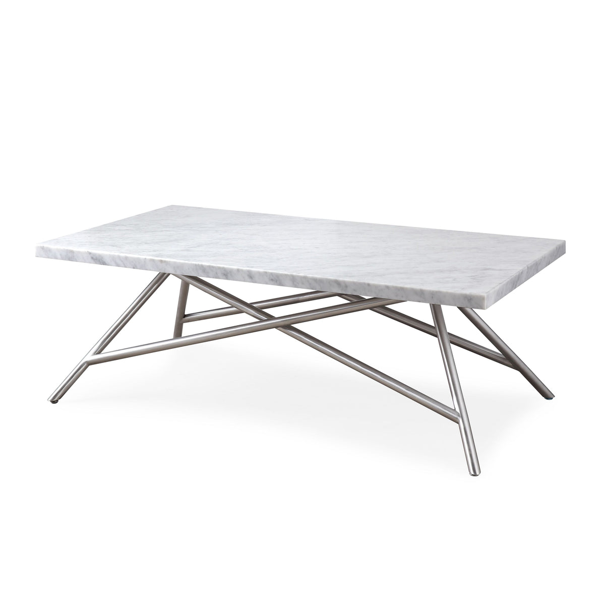 Salontafel Carrara-marmer roestvrij staal Koraal, wit en zilver, 127 x 71 cm, woonkamer