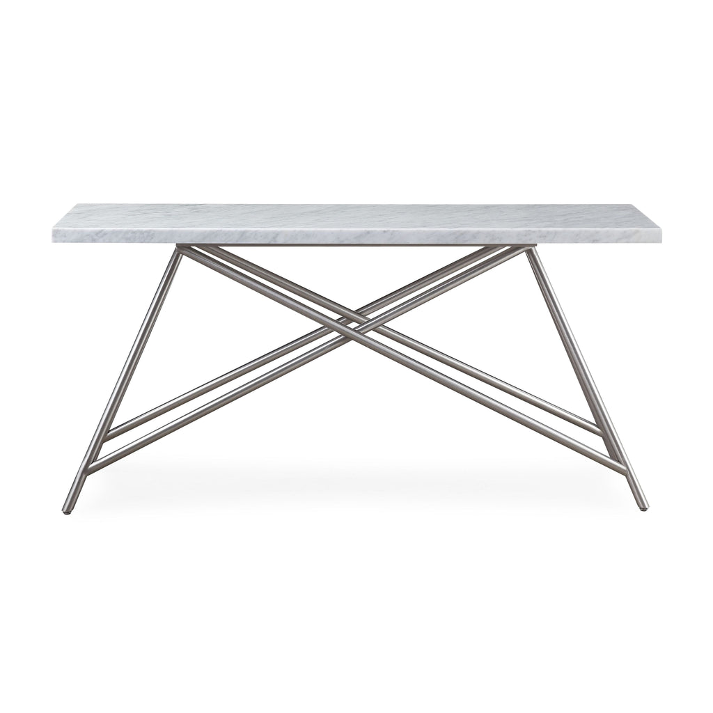 Consoletafel Carrara-marmer en roestvrij staal Coral, wit, 152 x 38 cm, voor hal of woonkamer