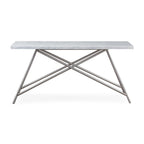 Consoletafel Carrara-marmer en roestvrij staal Coral, wit, 152 x 38 cm, voor hal of woonkamer