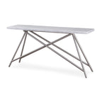 Consoletafel Carrara-marmer en roestvrij staal Coral, wit, 152 x 38 cm, voor hal of woonkamer