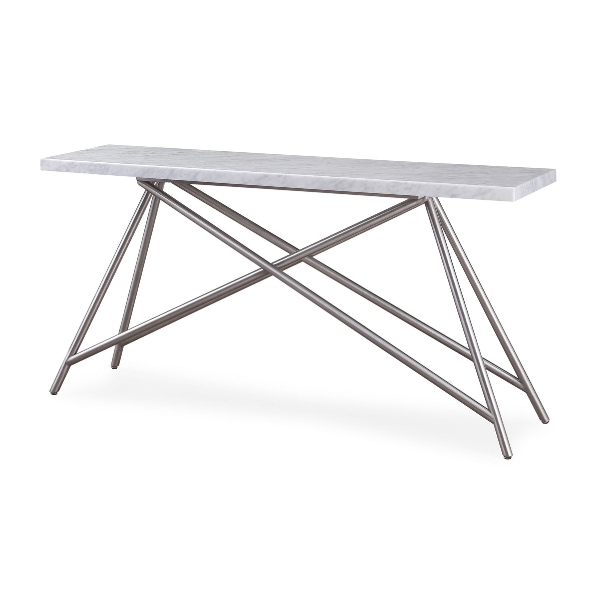 Consoletafel Carrara-marmer en roestvrij staal Coral, wit, 152 x 38 cm, voor hal of woonkamer