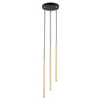 Hanglamp Selter gepoedercoat staal, glamour, zwart met goud, 3 lichtpunten, G9, Ø 20 cm, hoogte 130 cm