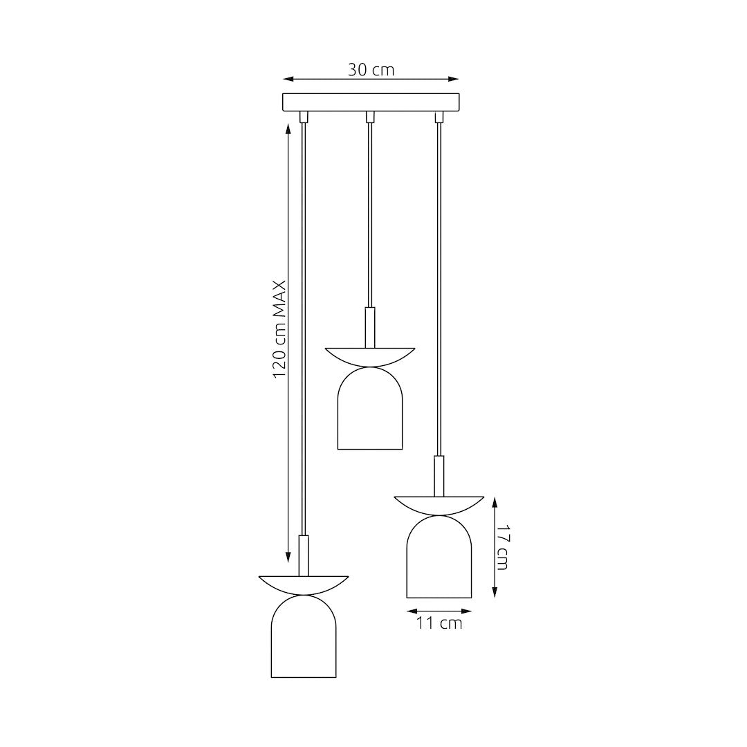 Hanglamp staal Scandinavisch Ego wit, 3 lichts met E14-fittingen, plafondkap 30 x 30 x 3 cm