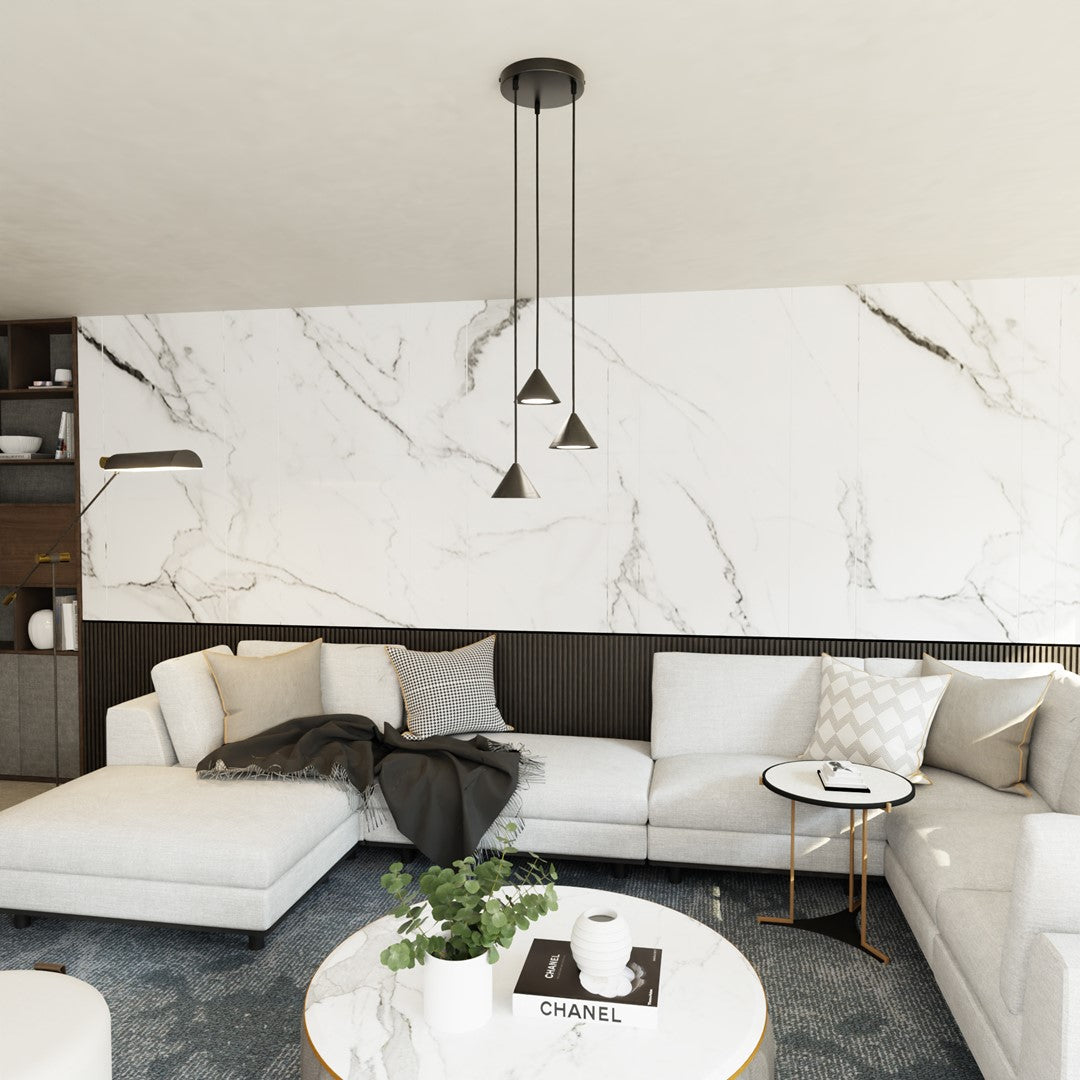 Hanglamp gepoedercoat staal minimalistisch Elit mat zwart, 3 lichtpunten met GX53-fitting, verstelbare hoogte