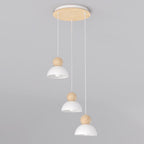 Hanglamp gepoedercoat staal en hout, Kaki Scandinavisch, wit, 41 x 41 cm, 3 fittingen, in hoogte verstelbaar