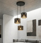 Hanglamp Lux gepoedercoat staal zwart met 3 lichtpunten, kap Ø 20 cm, E27-fitting, verstelbare hoogte