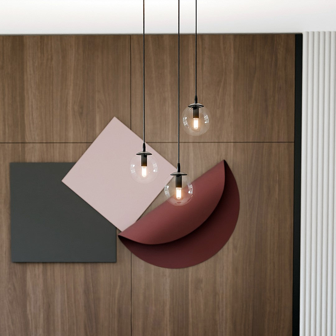Hanglamp gepoedercoat staal en glas Cosmo, zwart met transparante glazen kappen Ø 14 cm, 3 lichts, hoogte verstelbaar