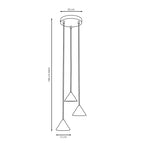 Hanglamp 3-lichts gepoedercoat staal minimalistisch goud met zwart, hoogte verstelbaar, 3 fittingen