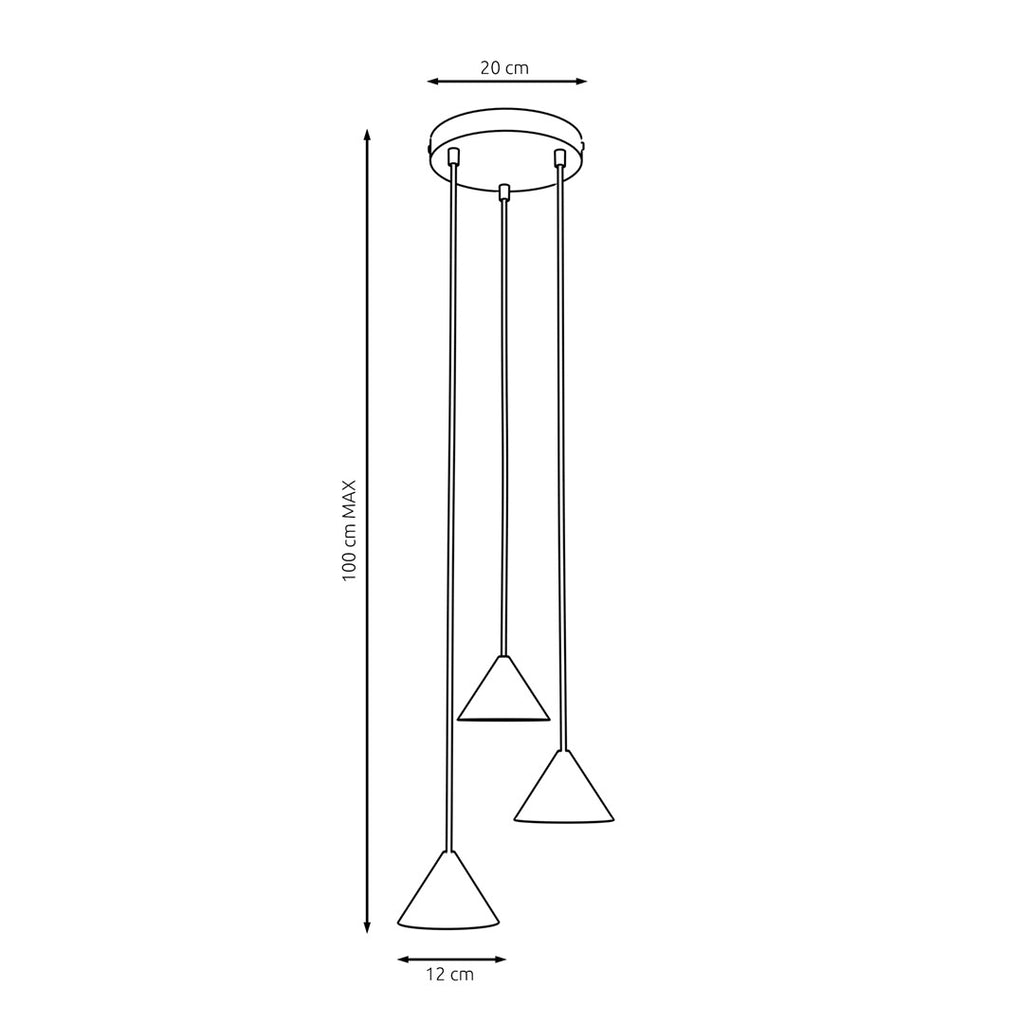 Hanglamp gepoedercoat staal minimalistisch Elit mat zwart, 3 lichtpunten met GX53-fitting, verstelbare hoogte