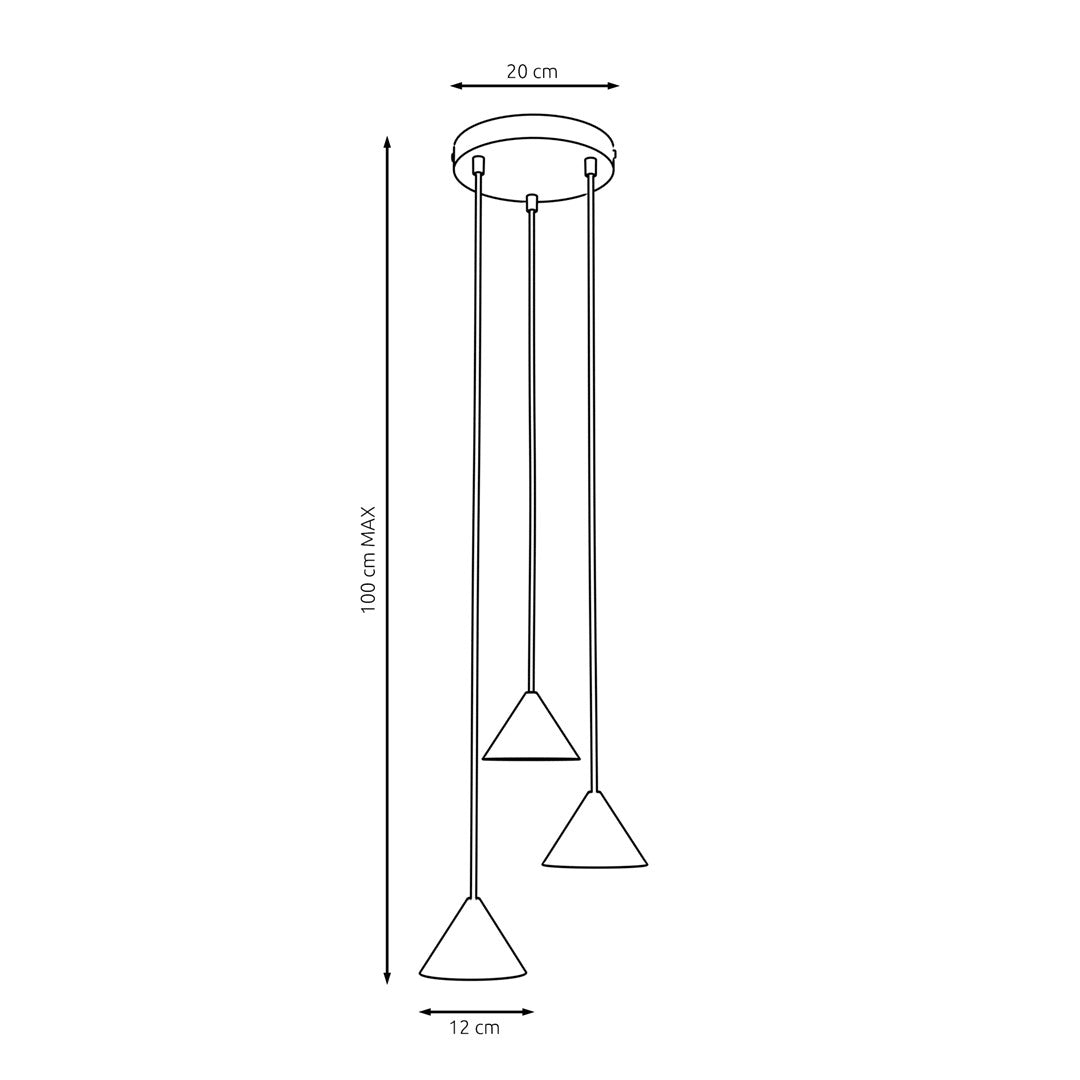 Hanglamp gepoedercoat staal minimalistisch Elit mat zwart, 3 lichtpunten met GX53-fitting, verstelbare hoogte