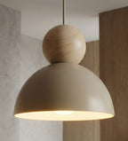 Hanglamp gepoedercoat staal en hout, Kaki Scandinavisch beige, 3 lichts met 3 x E27-fitting, verstelbare hoogte