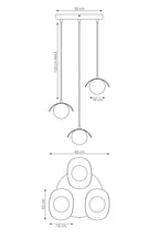 Hanglamp 3 lampen gepoedercoat staal modern zwart met witte kapjes, Ø 40 cm plafondplaat, G9 – eethoek, keukeneiland