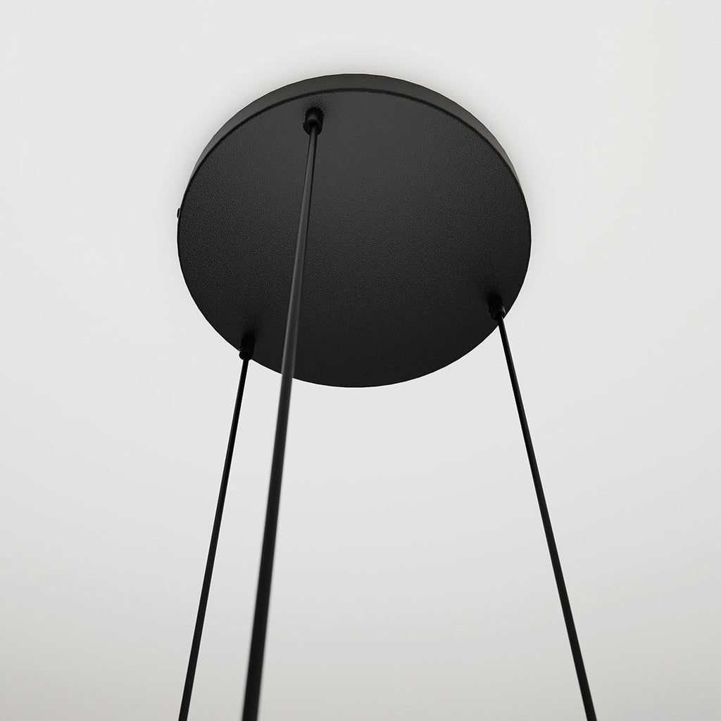 Hanglamp gepoedercoat staal en glas Cosmo, zwart met transparante glazen kappen Ø 14 cm, 3 lichts, hoogte verstelbaar