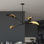 Plafondlamp gepoedercoat staal modern Lotus zwart goud, 4 lichtpunten, 102 x 51 cm, woonkamer en slaapkamer