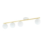 Plafondlamp Monza 4 lichts gepoedercoat staal en glas, wit met goud, modern – 100 cm breed