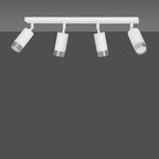 Plafondlamp staal Hiro, modern, wit met zilver, 60 cm, 4 verstelbare spots, voor keuken, hal of slaapkamer
