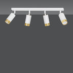 Plafondlamp spots gepoedercoat staal Hiro, wit en goud, 4 lichtpunten, 60 cm breed