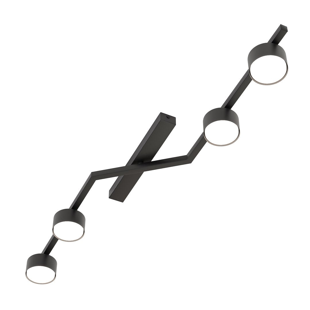 Plafondlamp gepoedercoat staal modern Skan mat zwart, 4 lichtpunten – 100 x 32 x 20 cm, woonkamer