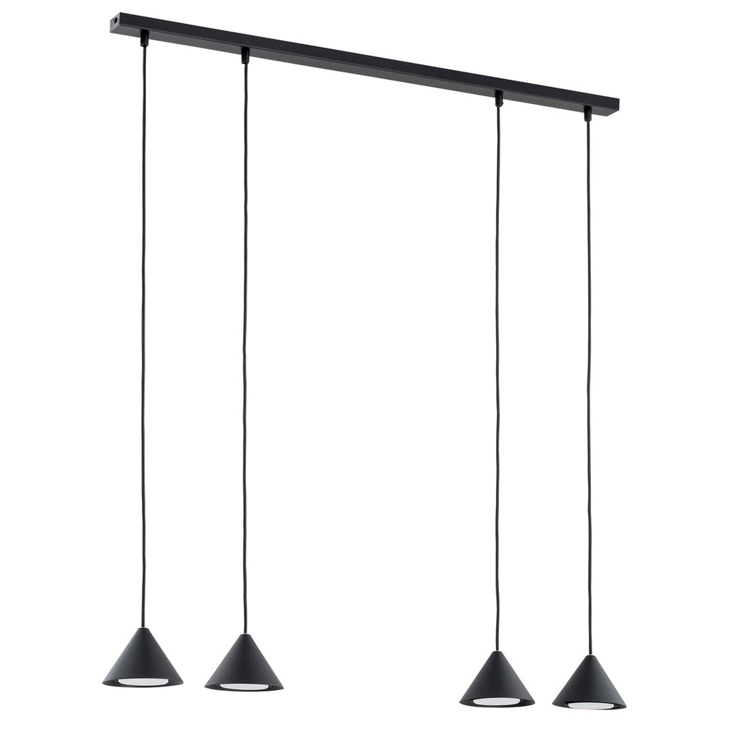 Hanglamp 4 lichts gepoedercoat staal minimalistisch zwart, 90 x 100 cm, voor woonkamer en eetkamer