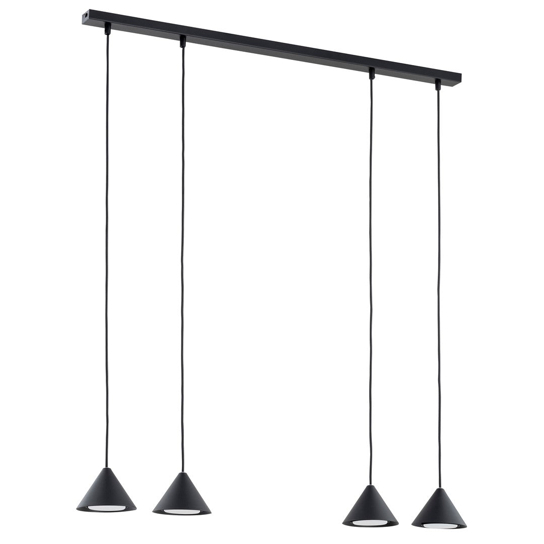 Hanglamp 4 lichts gepoedercoat staal minimalistisch zwart, 90 x 100 cm, voor woonkamer en eetkamer