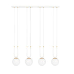 Hanglamp gepoedercoat staal en glas Glam 4 lichts, wit met opaalglas – 92 x 115 cm, eettafel