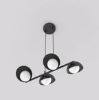 Hanglamp gepoedercoat staal Scandinavisch Boom 4 zwart, 4 lichtpunten G9, 60 x 32 cm, boven eettafel