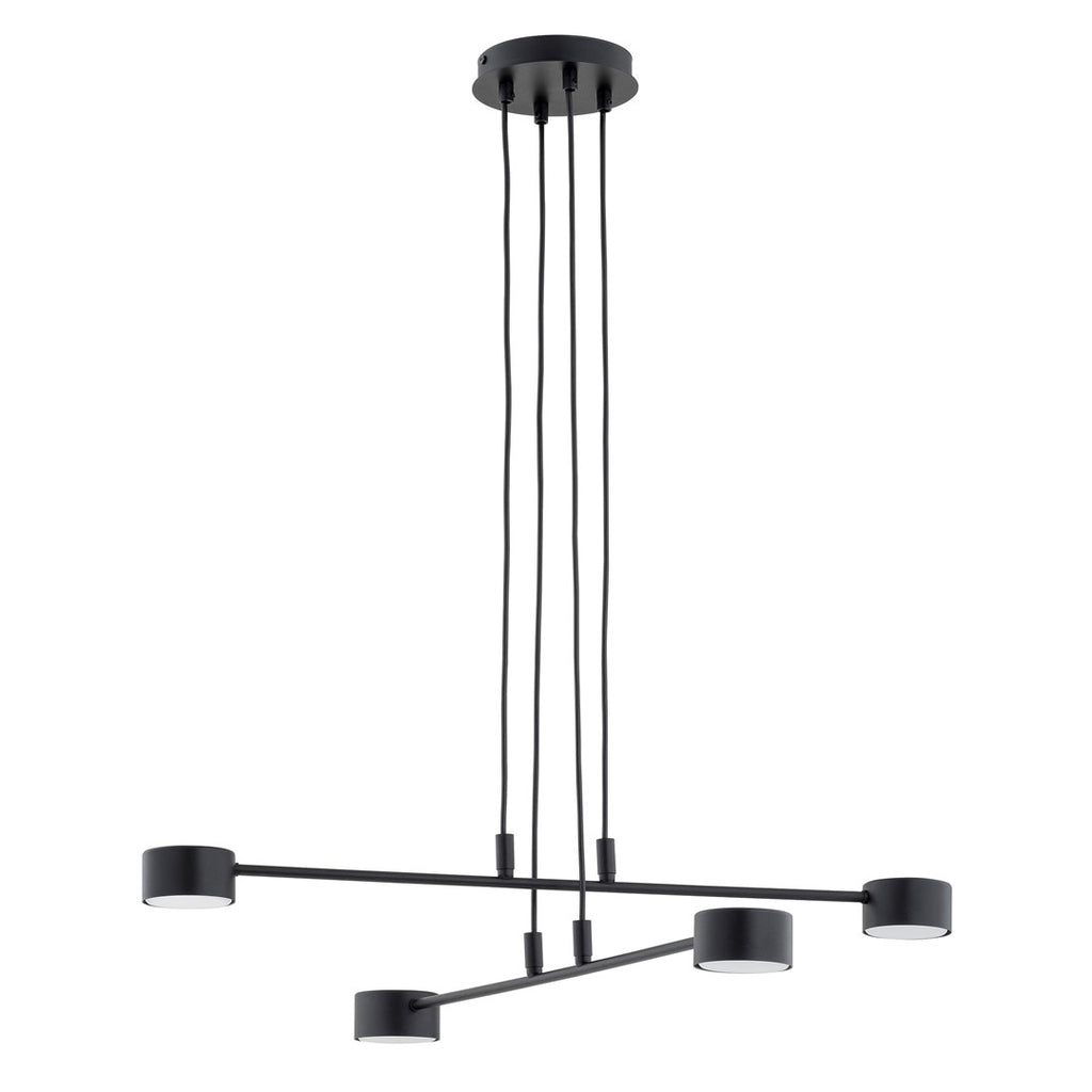 Hanglamp gepoedercoat staal Scandinavisch zwart, 4 lichtpunten, breedte 70 cm, voor eettafel of woonkamer
