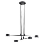 Hanglamp gepoedercoat staal Scandinavisch zwart, 4 lichtpunten, breedte 70 cm, voor eettafel of woonkamer