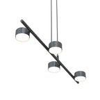 Hanglamp gepoedercoat staal modern Sora, zwart, 80 x 19 x 140 cm, 4 lichtpunten voor eetkamer, keuken en kantoor