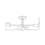 Plafondlamp staal Scandinavisch Halo 4 wit, 4 spots voor led, 60 x 20 cm, voor woonkamer
