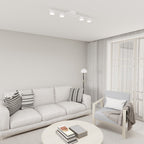 Plafondlamp gepoedercoat staal minimalistisch Fragment wit, 4 lichtpunten voor woonkamer, eetkamer en kantoor