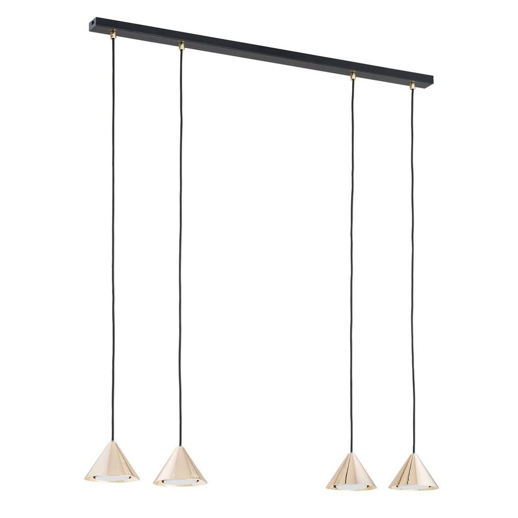 Hanglamp gepoedercoat staal minimalistisch Elit zwart en goud, 4 lichts, 90 x 100 cm, voor woonkamer en eetkamer