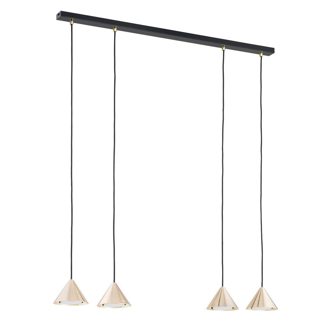 Hanglamp gepoedercoat staal minimalistisch Elit zwart en goud, 4 lichts, 90 x 100 cm, voor woonkamer en eetkamer