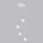 Hanglamp gepoedercoat staal en hout, Scandinavisch Loop, wit, 4 fittingen G9, kap Ø 10 cm, voor eettafel of keukeneiland