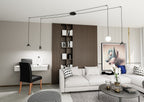 Hanglamp spider gepoedercoat staal modern zwart Fuji, 4 fittingen, verstelbaar in hoogte