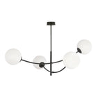 Plafondlamp gepoedercoat staal en glas Hunter, modern, zwart met witte kappen, 4 lichtpunten E14
