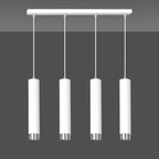 Hanglamp gepoedercoat staal modern Kibo wit met chroom, 4 lichtpunten, 60 cm breed