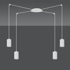 Hanglamp gepoedercoat staal Traker 4 lichts, wit, modern, met 4 GU10-fittingen en verstelbare hoogte