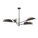 Plafondlamp gepoedercoat staal Vene zwart goud, 4 lichts, 102 x 51 cm, woonkamer en slaapkamer