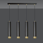 Hanglamp gepoedercoat staal Kibo, modern, zwart met goud, 4 lichts, 60 cm breed, voor woonkamer, keuken en thuiskantoor