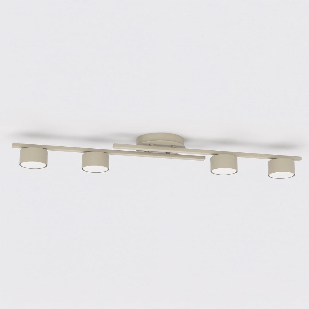 Plafondlamp gepoedercoat staal Fragment, modern, beige, 87 x 29 cm, met 4 fittingen voor woonkamer of slaapkamer