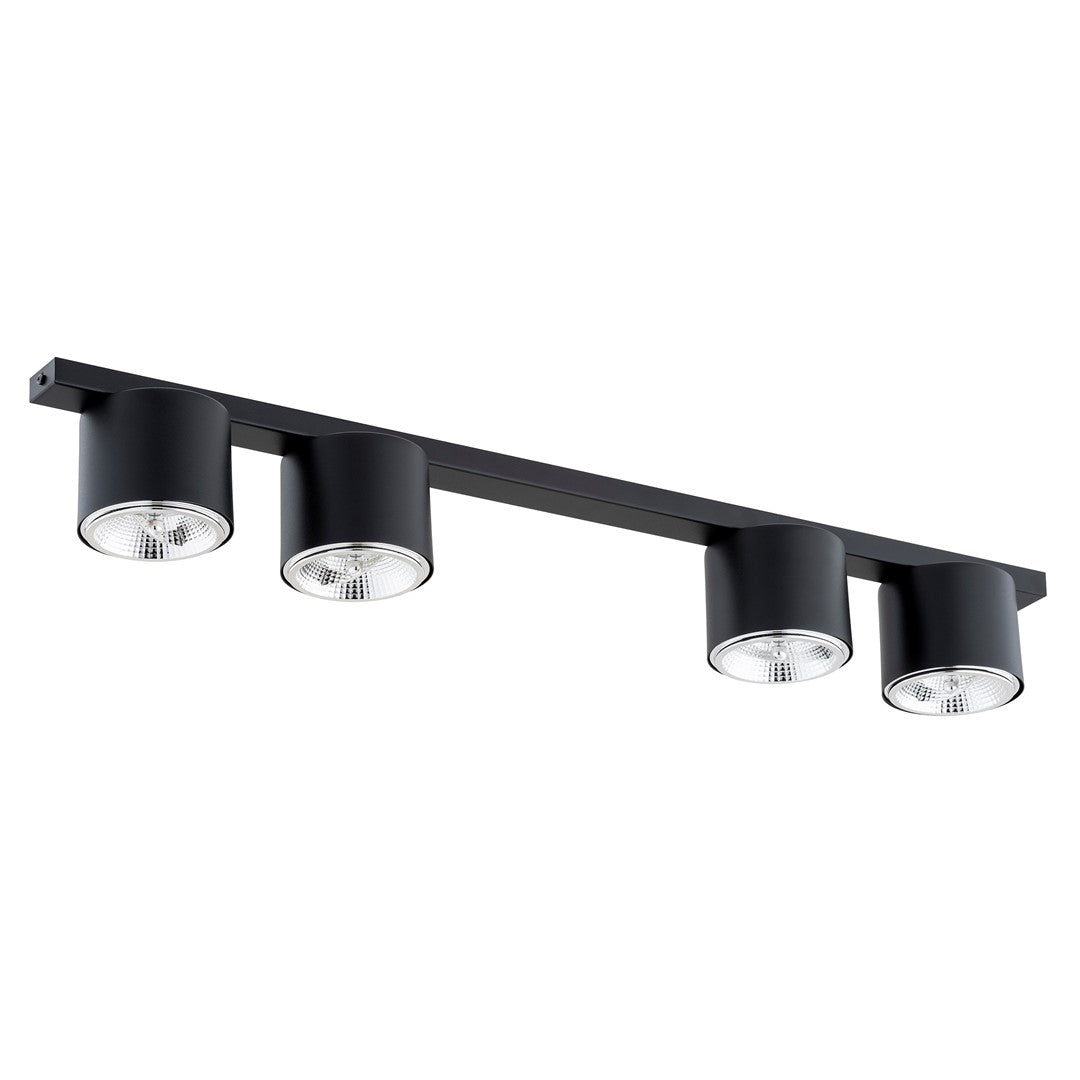 Plafondlamp gepoedercoat staal minimalistisch Nano zwart, 4 lichtpunten – 90 cm