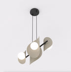 Hanglamp gepoedercoat staal modern Elementen mokka met 4 witte bollen, verstelbare hoogte – 54 x 23 x 120 cm