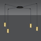 Hanglamp spider gepoedercoat staal modern zwart en goud, 4 lichts met GU10-fittingen