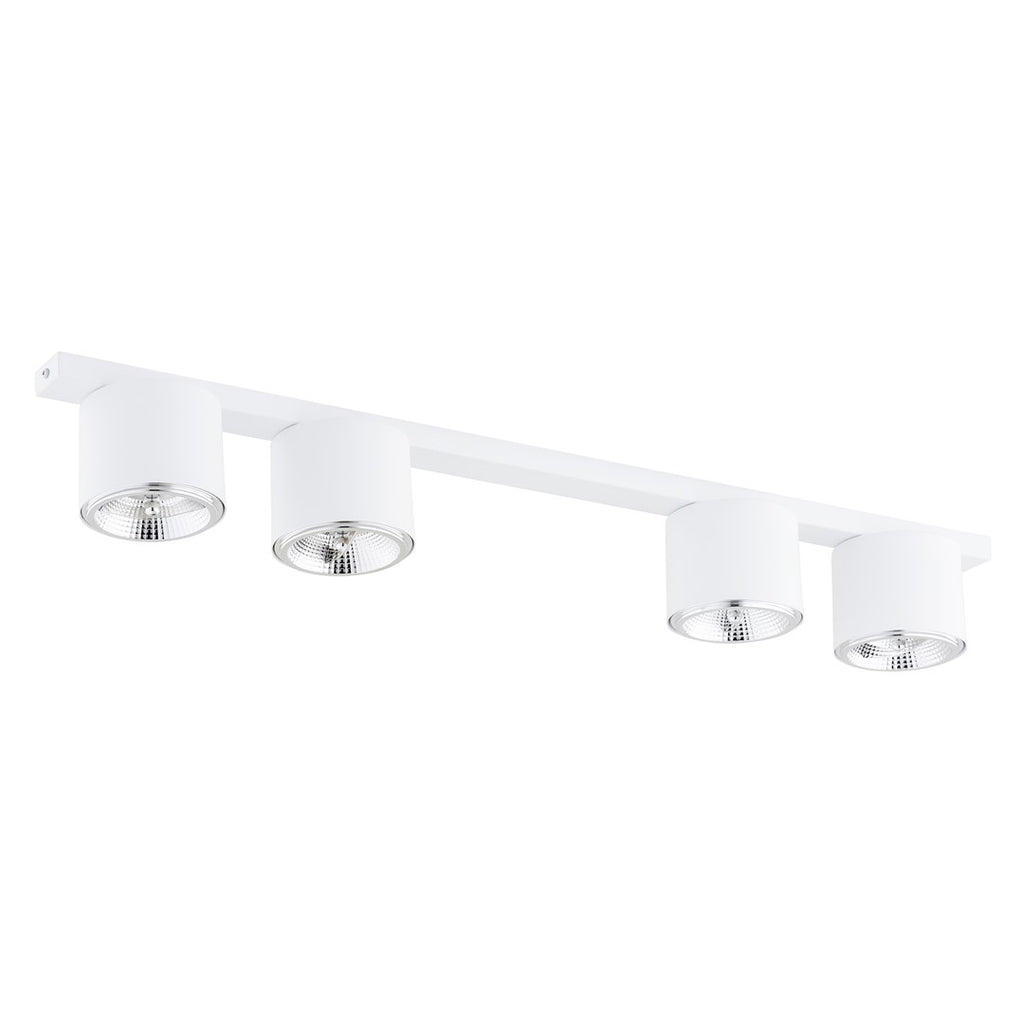 Plafondlamp gepoedercoat staal minimalistisch wit 90 cm breed, met 4 lichtpunten voor woonkamer, hal of kantoor