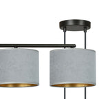 Hanglamp gepoedercoat staal en stof Hilde, grijs met zwart frame, 4 kappen Ø 20 cm – 97 x 100 cm