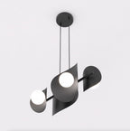 Hanglamp gepoedercoat staal modern Elementi 4 zwart met witte kappen, 4 lichtpunten – 54 x 23 x 120 cm, eettafel