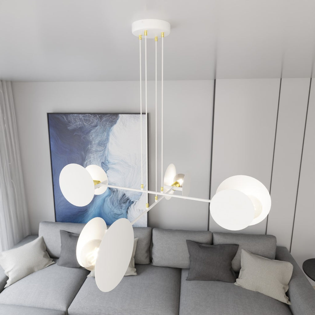 Hanglamp staal modern Idea wit met gouden accenten, 4 lichts E27 – 96 x 100 cm
